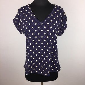 Poema S Polka Dot Patterned Blouse Sleeve Accents